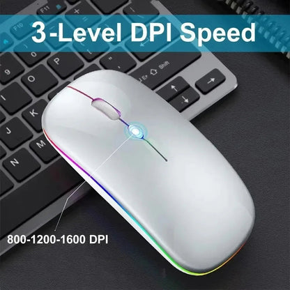 Dual Mode 2.4G Wireless Mouse Bluetooth Mouse RGB Backlit Gaming Mouse Rechargeable Mouse Ergonomic Mice for PC Laptop Tablet Pi-Mart