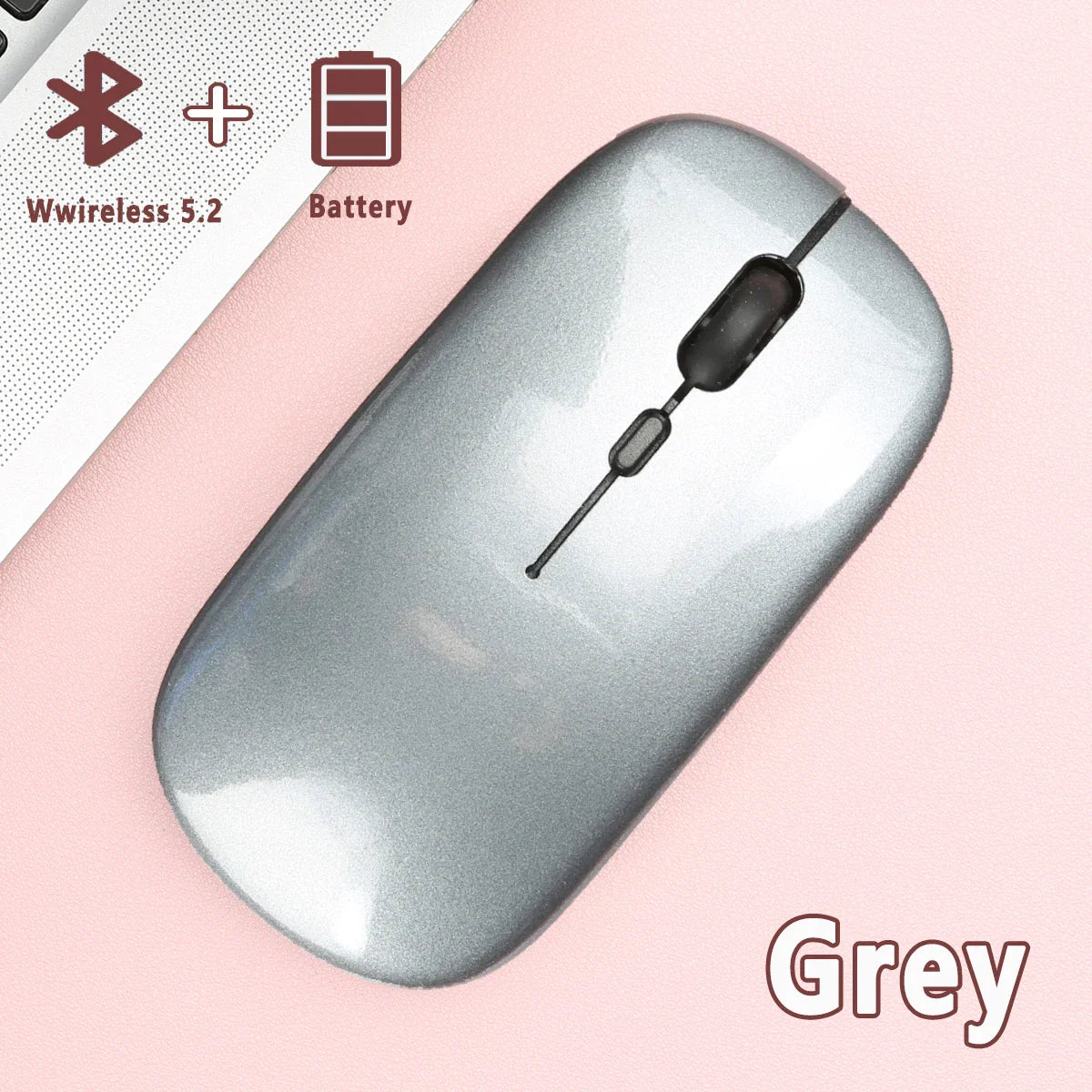 Bluetooth 5.0 Wireless Mouse Ultra Slim Portable Silent Ergonomic for Laptop Tablet PC MacBook Phone Adjustable DPI Ergonomic Pi-Mart