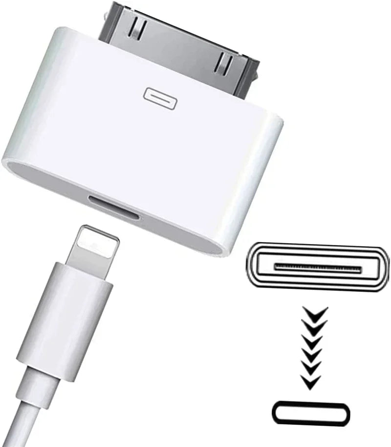 2pc Lighting To 30Pin Adapter 8Pin Male To 30 Pin Female Charging Sync ConverterFor IPhone 4 4S IPad 2 3 IPod Touch ChargerCable Pi-Mart