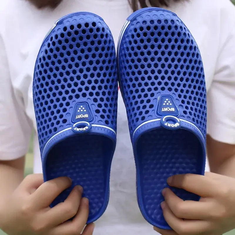 Summer Couple Breathable Half Slippers Men Outdoor Baotou Hole Sandals Beach Flip-flops Men's Casual Flip-flops Platform Sandals NovaCart