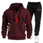 Men 2025 Autumn Winter Printed Blazer and Tracksuit Pants Set Casual Jogging Sportswear for Outdoor Activities and Street Fashio NovaCart