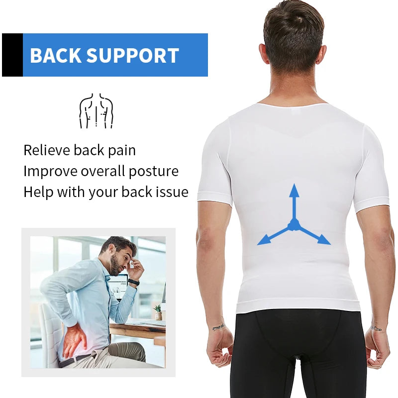 Men's Slimming Body Shapewear Posture Vest Tummy Abdomen Corrector Compression Body Modeling Fat Burner Chest Tummy Shirt Corset NovaCart