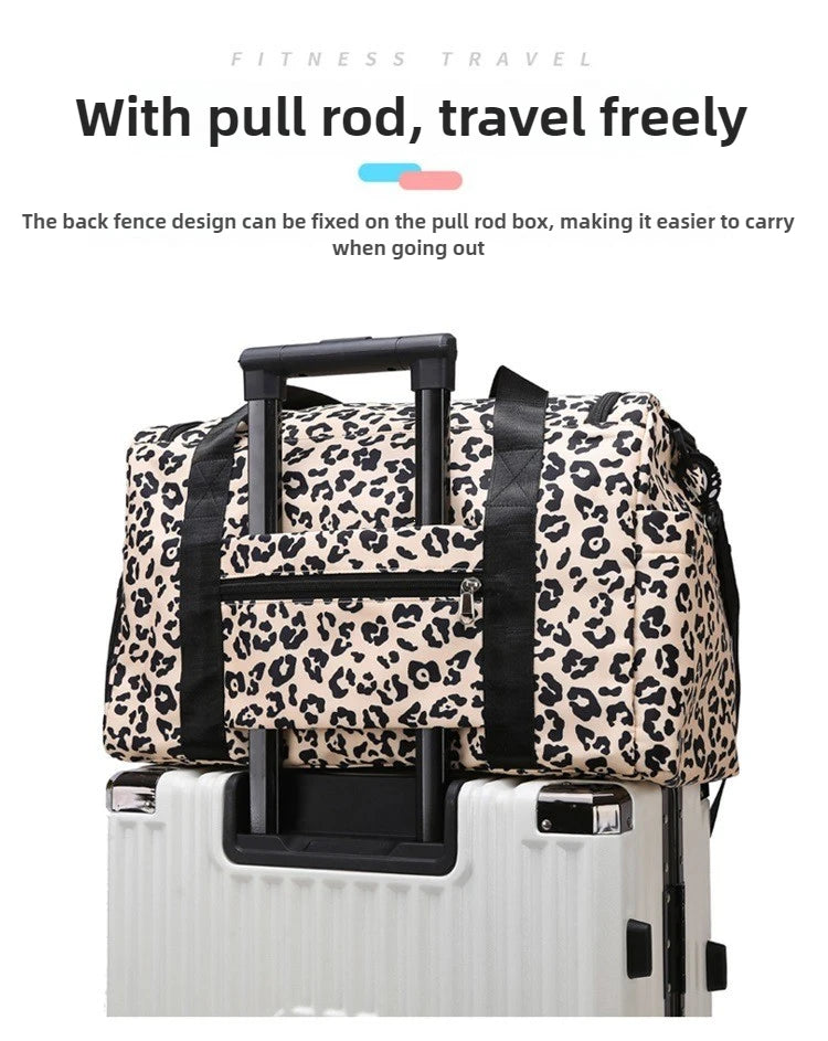 Classic Leopard Print Large Capacity Leisure Luggage Bag with Multiple Pockets and Shoe Compartment Sports Fitness Travel Bag NovaCart