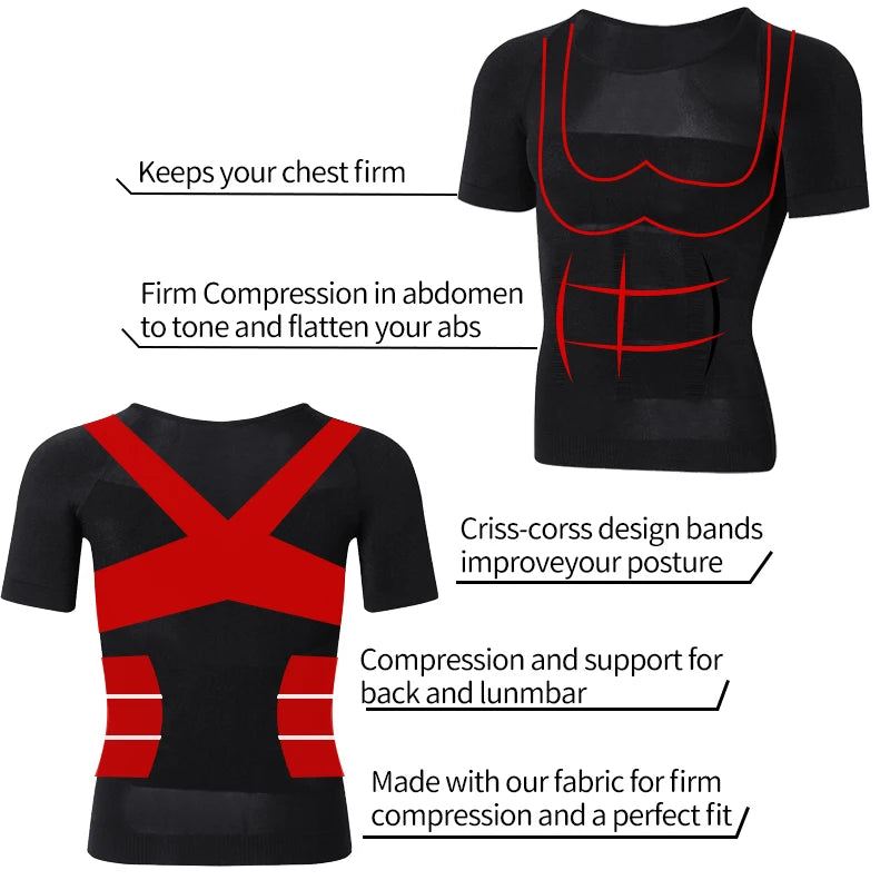 Men Slimming Body Shaper Compression Shirt Gynecomastia Slim Shapewear Belly Shapers Tummy Reducing Tops Waist Trainer Shapewear NovaCart