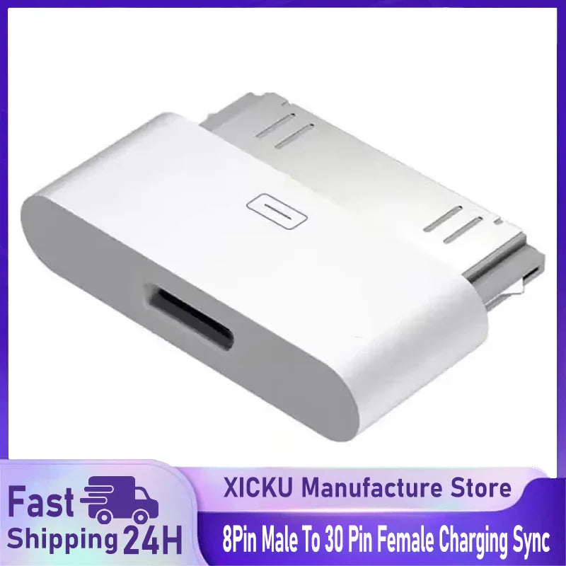 Lighting To 30Pin Adapter 8Pin Male To 30 Pin Female Charging Sync Converter for iPhone 4 4S IPad 2 3 IPod Touch Charger Cable Pi-Mart
