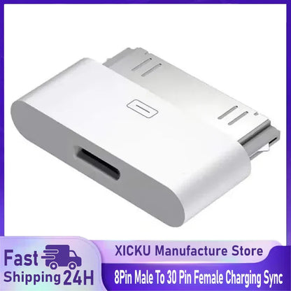 Lighting To 30Pin Adapter 8Pin Male To 30 Pin Female Charging Sync Converter for iPhone 4 4S IPad 2 3 IPod Touch Charger Cable Pi-Mart