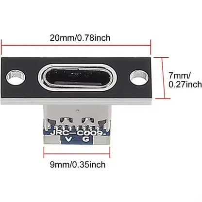 USB 3.1 Type C Socket with Screw Fixing Plate Type-C USB Jack 3.1 Type-C 4Pin 2Pin Female Connector Jack Charging Port Pi-Mart