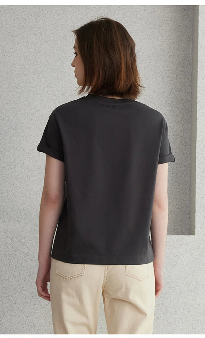 K2123L Summer Short Sleeved Clothes Premium Luxury Women's Clothing Combed Cotton Tshirts pima cotton Tee Shirt NovaCart