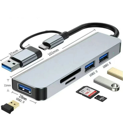 8in1 USB C Hub 4 USB Ports 1 USB-C Jack TF/SD Card Reader 3.5mm Audio Output for MacBook pro iPad pro iPhone 15 Laptop Pi-Mart