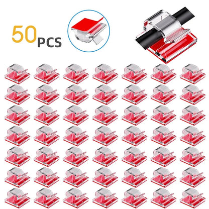 50Pcs Self-Adhesive Cable Clip Wire Protector Fixer Holder Desktop Tidy Management Wire Organizer For Mouse Headset Wire Storage Pi-Mart