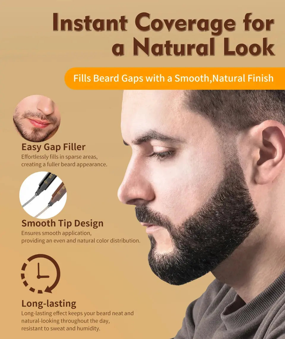 Waterproof Beard Pen Filler Men Moustache Coloring Pen Beard Coloring Filling Enhancer Black Fiber Hair Beard Stuffing Pen Tool NovaCart