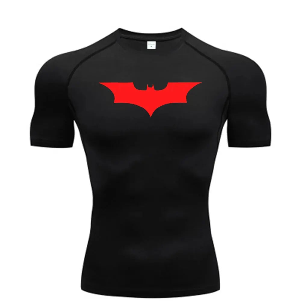 Bat Printed Men's Tight T-Shirt Running Compression Compression T Shirt Gym Fitness Jogging Short Sleeve Male Casual Shirt Tops NovaCart