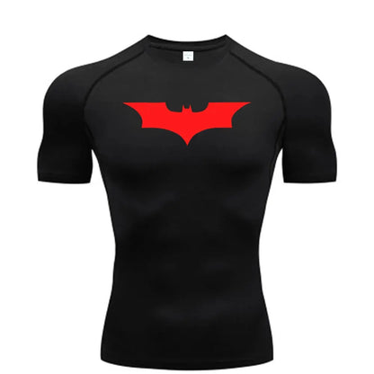 Bat Printed Men's Tight T-Shirt Running Compression Compression T Shirt Gym Fitness Jogging Short Sleeve Male Casual Shirt Tops NovaCart