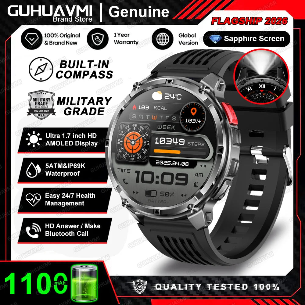 2026 New T-Rex3 Pro 1100mAh Battery Smart Watch GPS path 5ATM Waterproof Sports Run tracker Outdoors Compass Military Smartwatch NovaCart