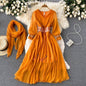 Holiday Style Dress Women Casual V-neck Embroidery Girdle Dress