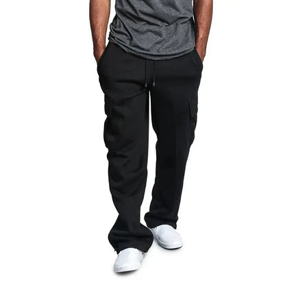 Mens Sweatpants Straight Fit Joggers for Sports and Streetwear Loose Oversized Drawstring Long Pants Men Multi-pocket Pants NovaCart