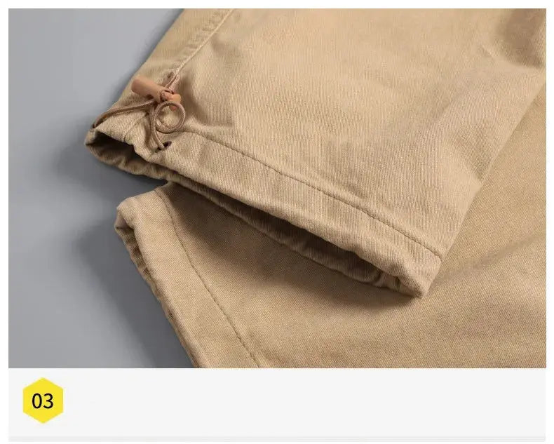 Large Pocket Loose Overalls Men's Outdoor Sports Jogging Tactical Pants Elastic Waist Pure Cotton Casual Work Pants NovaCart