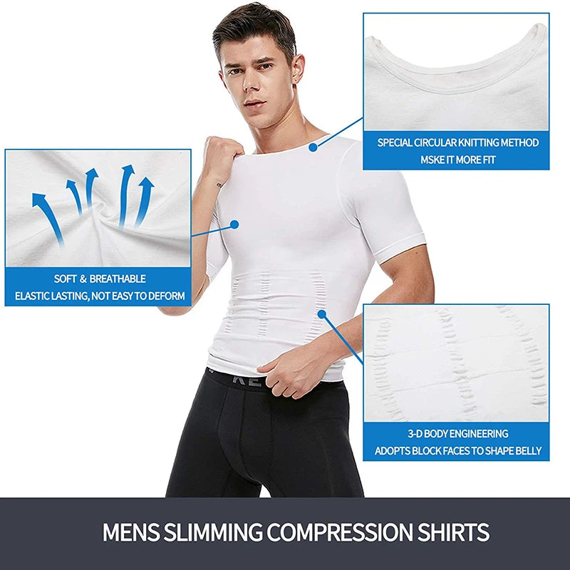 Mens Compression Shirt Undershirt Slimming Tank Top Workout Vest Abs Abdomen Slim Body Shaper NovaCart