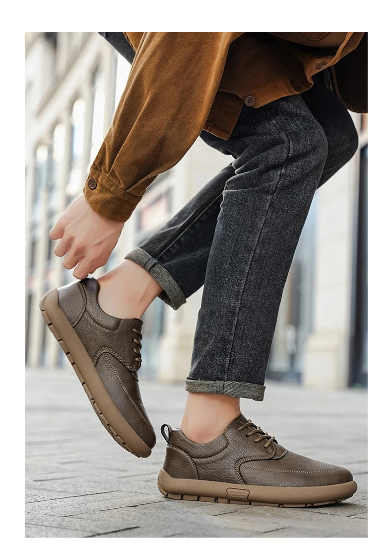 Shoes for Men Male Sneakers Leather Shoes Round Toe Apring and Autumn Wear-resistant Return To The Ancients Loafers All-match NovaCart