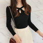 O-neck Stretch Sexy Pullover  Hollow Solid Color Sweater
