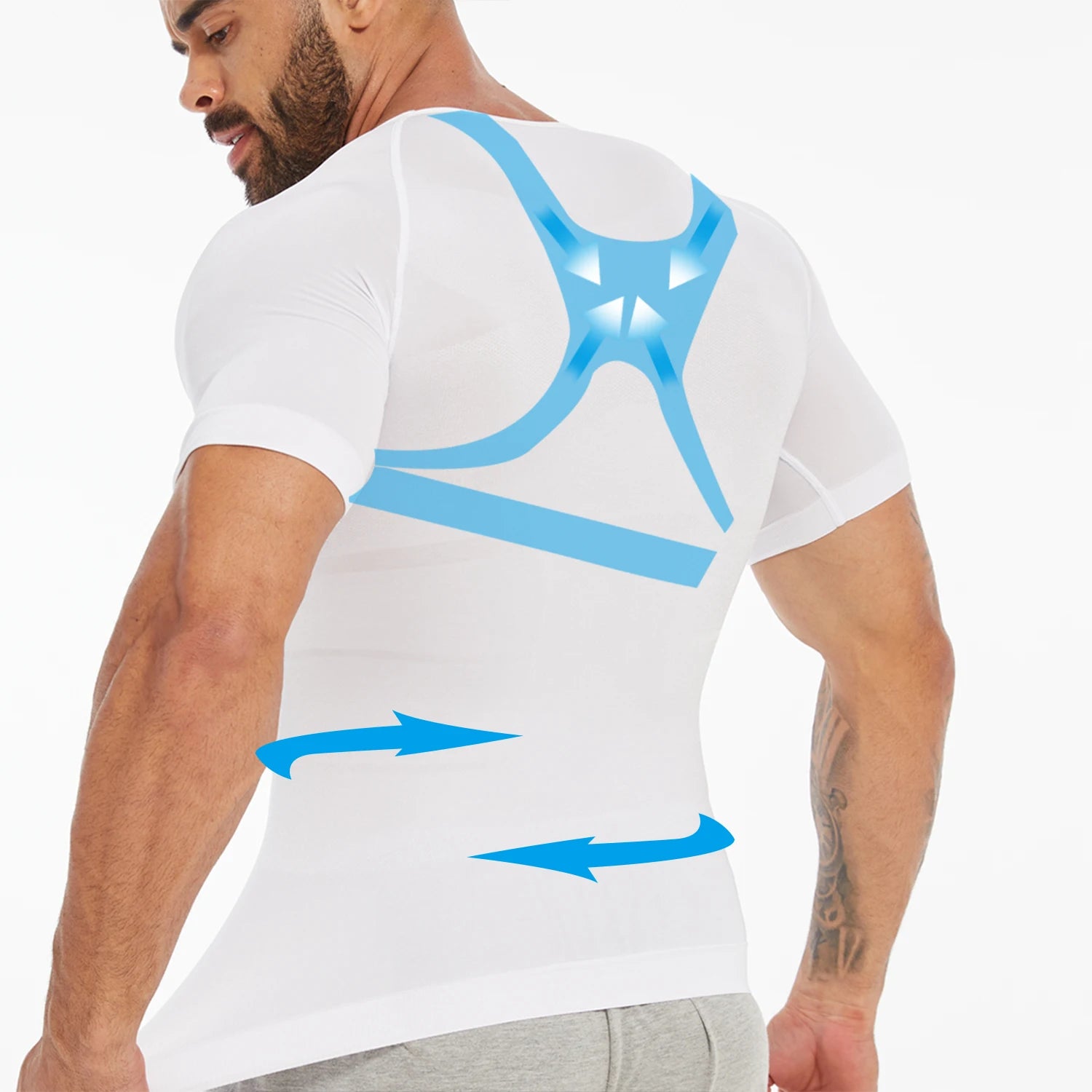 Men's Short Sleeve Compression T-Shirt V-neck Shapewear Tummy Control Flat Belly Tank Top Fitness Workout Slimming Body Shaper NovaCart