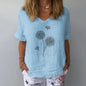 Women Solid Color Cotton Linen Blouse