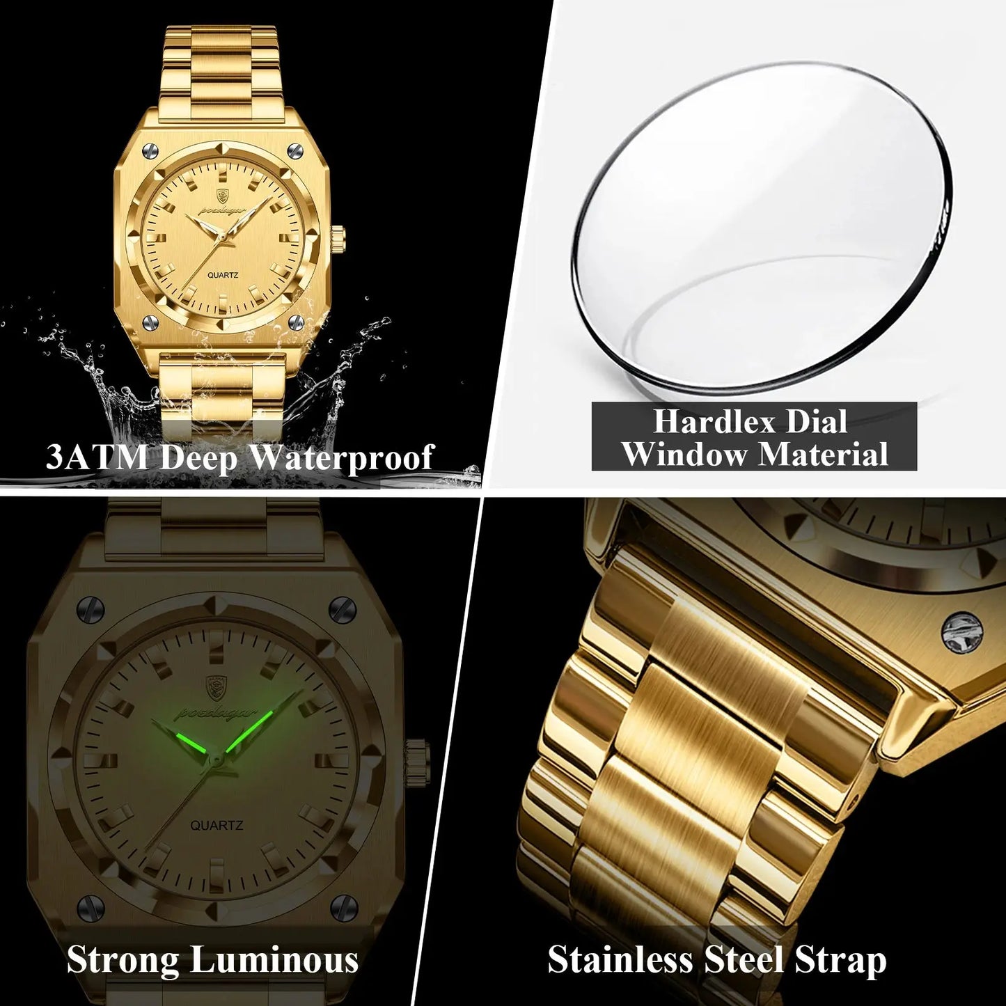 POEDAGAR Luxury Elegant Square Ladies Watch Waterproof Luminous Watch for Woman Stainless Steel Quartz Women's Watches Reloj+box NovaCart