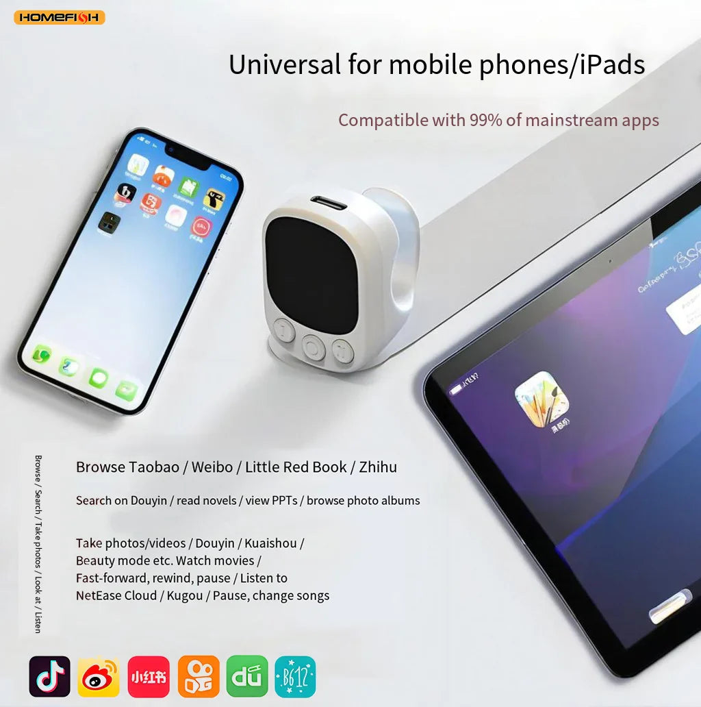 Mouse Ring Remote Control with Touchpad,Smart Automatic Screen Clicker Device，Continuous Clicker，Scrolling Ring Remote Control S Pi-Mart