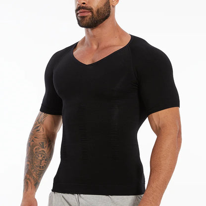 Men's Body Shaper Slimming Shirt Tummy Control Vest Compression Base Layer Slim Muscle Short Sleeve Shapewear NovaCart