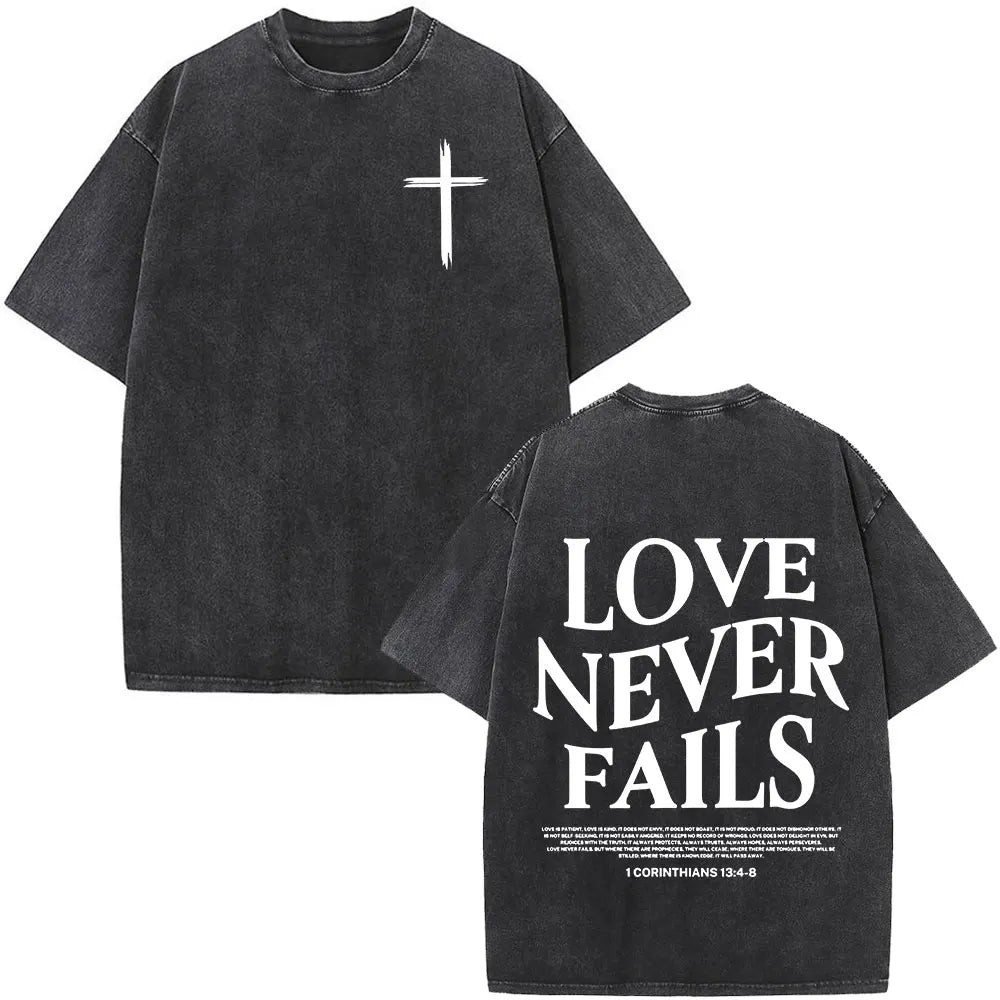 Christian Jesus Faith Over Fear Bible Verse Washed T-shirts Men Women Fashion Vintage Oversized T Shirts Harajuku Cotton T-shirt NovaCart