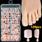 120pcs/Box French Tip Press-On Toenails Pink Color System Square Shape Foot Nails Short Length Glossy Finish False Toe Nails Set NovaCart