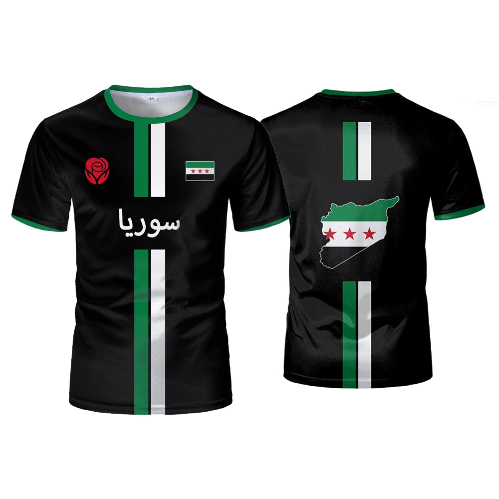 Syria Football T-Shirt Summer Sports Breathable Quick-drying Men's Tops Syrian Flag Map Print Short Sleeve Jersey Kid's Clothes NovaCart