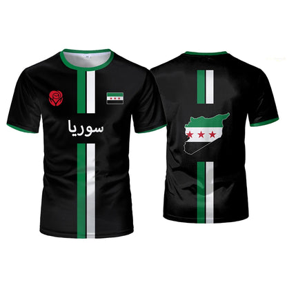 Syria Football T-Shirt Summer Sports Breathable Quick-drying Men's Tops Syrian Flag Map Print Short Sleeve Jersey Kid's Clothes NovaCart