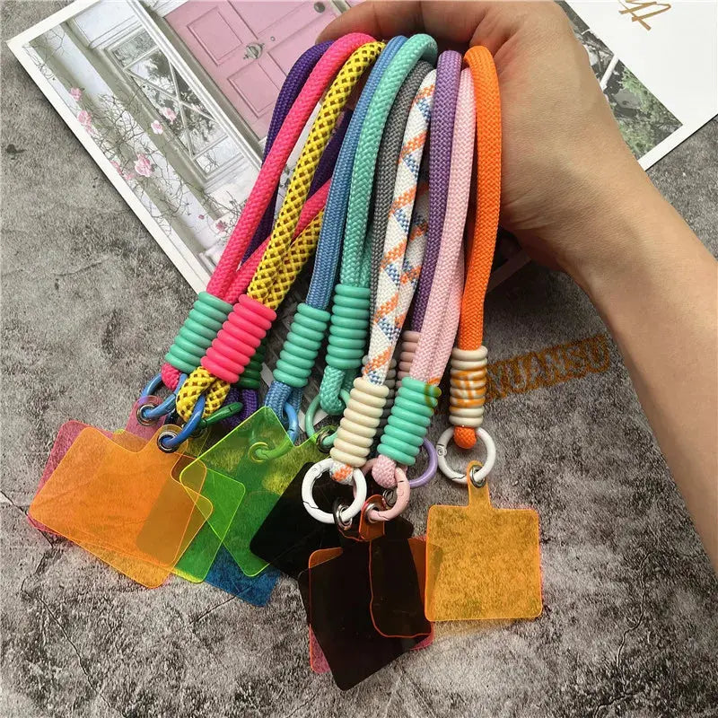 Wrist Strap for Phone Contrasting Colors Lanyard Keys Metal Keyring Accessories With Patch Cellphone Charm Luxury Hand Strap NovaCart
