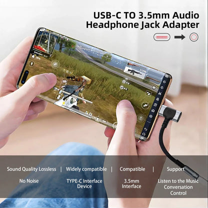 2-In-1 USB-C To 3.5mm Audio Adapter 100W PD Fast Charging Aux Mic Jack For Smartphone Tablet Pi-Mart