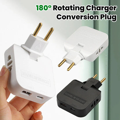 180° Rotatable Travel EU Extension Socket 3-in-1 Universal Power Converter European Standard Wireless Outlet Adapter 250V 2500W Pi-Mart