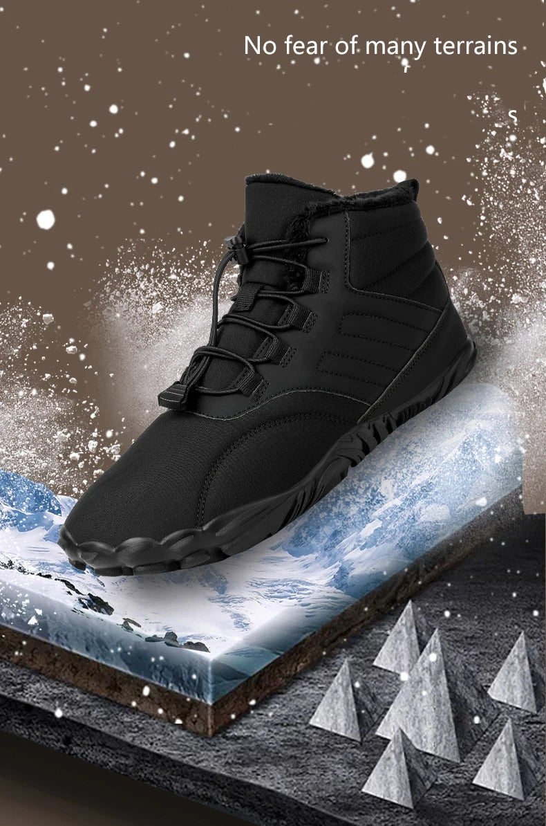 Snow Boots Men Winter Shoes Barefoot Ankle Boots 36-46 Couple Snow Shoes Outdoor Hiking Shoes Fur Warm Plush Boots NovaCart