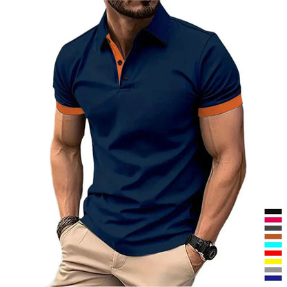 Men's Polo Shirt Short Sleeve Casual Slim Fit Color Blocking T-shirts England Style Streetwear Polos for Men's Fashion NovaCart