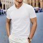 2025 New Men's Casual Fashion Simple V-neck Short Sleeved T-shirt Summer Comfortable Breathable Versatile Top NovaCart
