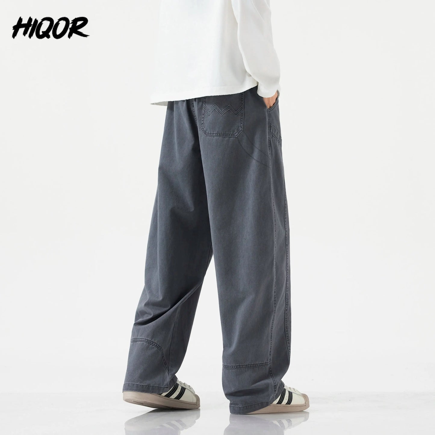 HIQOR High Quality 100% Cotton Work Pants Men Casual Straight Trousers Y2K Man Plus Size Cargo Pants Fashion Solid Workout Pants NovaCart