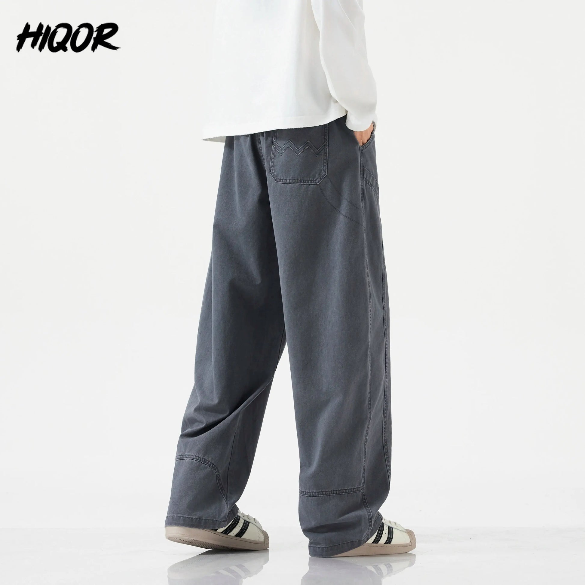 HIQOR High Quality 100% Cotton Work Pants Men Casual Straight Trousers Y2K Man Plus Size Cargo Pants Fashion Solid Workout Pants NovaCart