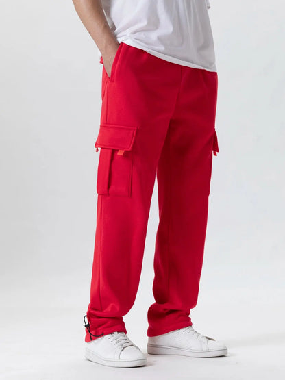 Mens Sweatpants Straight Fit Joggers for Sports and Streetwear Loose Oversized Drawstring Long Pants Men Multi-pocket Pants NovaCart