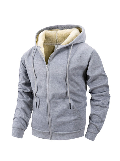 Winter Men's Zipper Jacket Fleece Warm Windproof Hoodies Heavyweight Cardigan Casual Sports Long Sleeve Sweatshirts Hooded Coat NovaCart