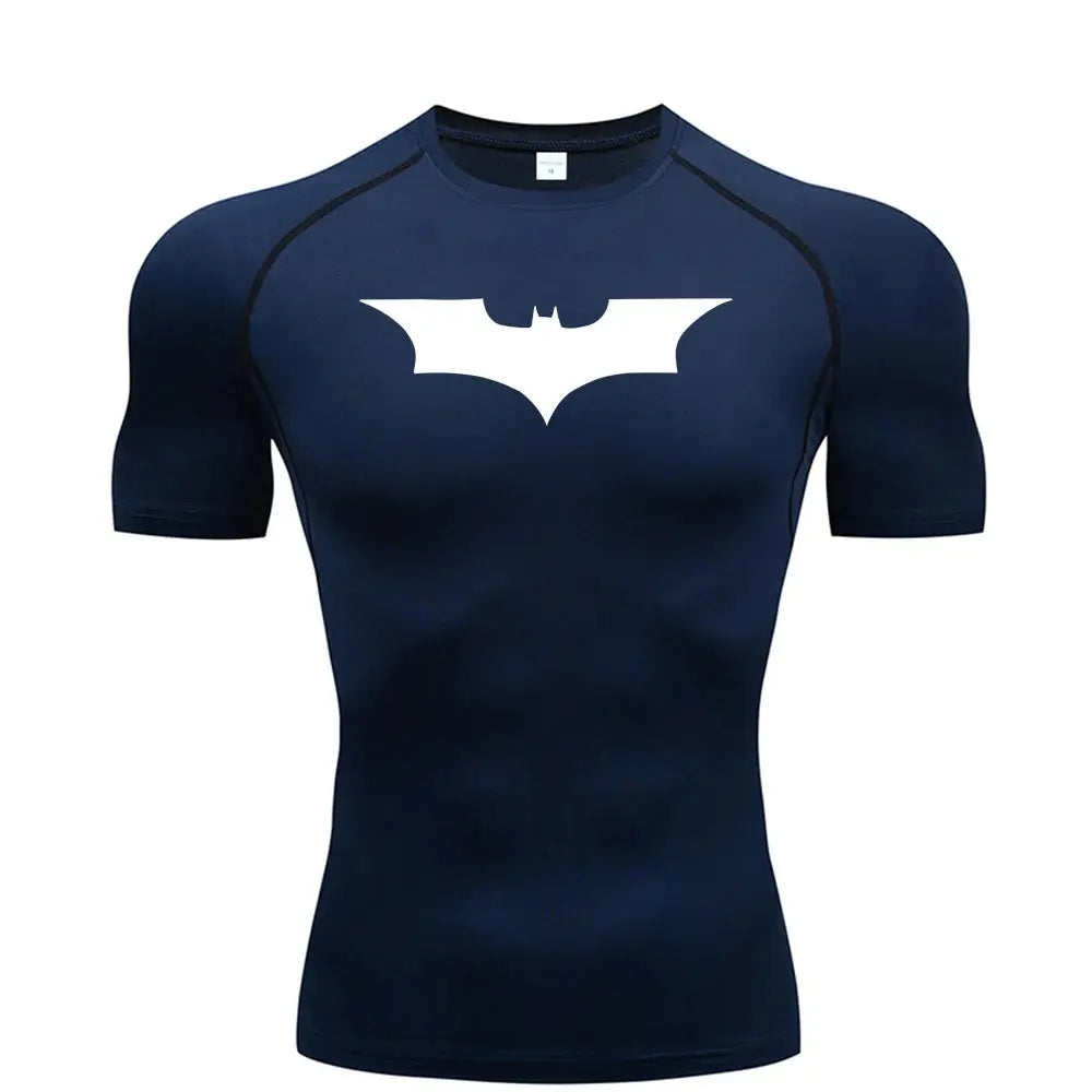 Bat Printed Men's Tight T-Shirt Running Compression Compression T Shirt Gym Fitness Jogging Short Sleeve Male Casual Shirt Tops NovaCart