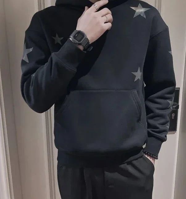 Hoodies Graphic Sweatshirt for Men Black Hip Hop Male Clothes Loose Luxury Aesthetic Emo 90s Vintage Simple Winter S Warm Hooded NovaCart
