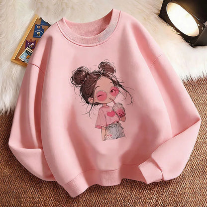 Hoodie Hip Hop Retro Girl Drink Juice Design Children's Sweatshirt Cute Hoody Girls Autumn Spring Casual Hoodies Pullover NovaCart