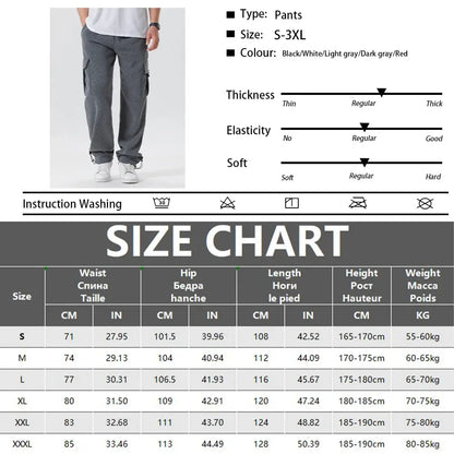 Mens Sweatpants Straight Fit Joggers for Sports and Streetwear Loose Oversized Drawstring Long Pants Men Multi-pocket Pants NovaCart