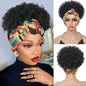 Black Headband Wigs For Women Afro Kinky Curly Wig With Synthetic Short Hair Wigs With Headband Attached Headwrap Wigs NovaCart