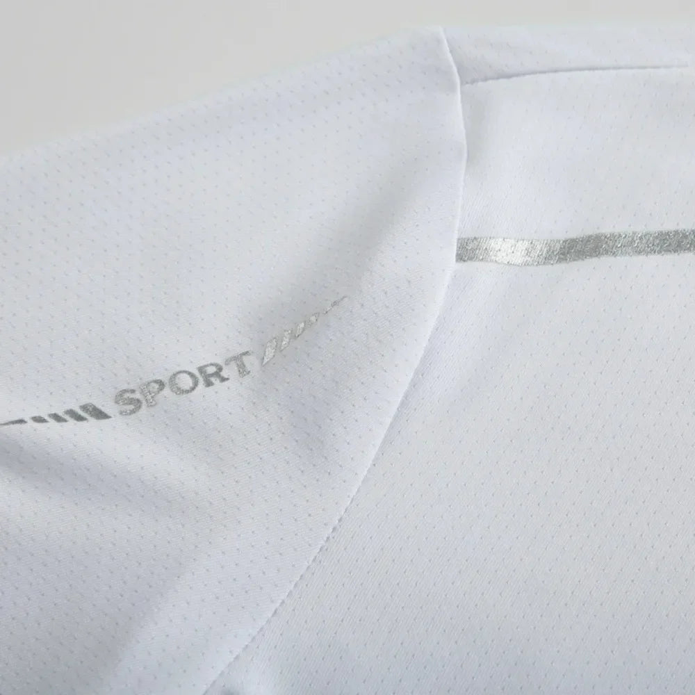 Running T-shirt Reflective Short Sleeve Ice Silk Quick Drying Summer Thin Breathable Fitness Tees Shirt Sportswear Sportsshirt Pi-Mart