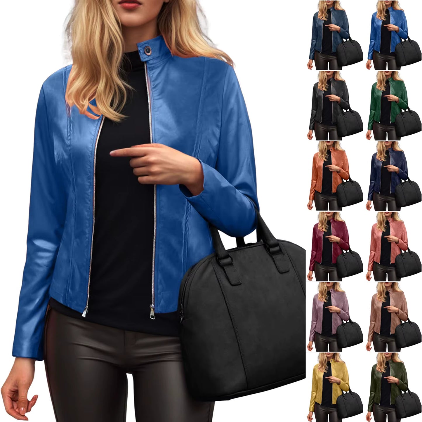 Women’s Slim Fit Faux Leather Moto Jacket FitiqueFit